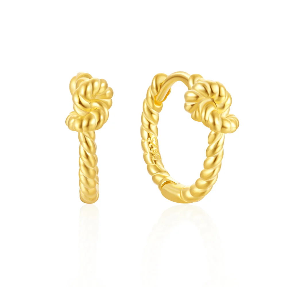 Fashion Jewelry 925 Sterling Silver Earrings Geometric Twist love Knot Gold Plated Hoop Earrings Women Valentine's Day Gift