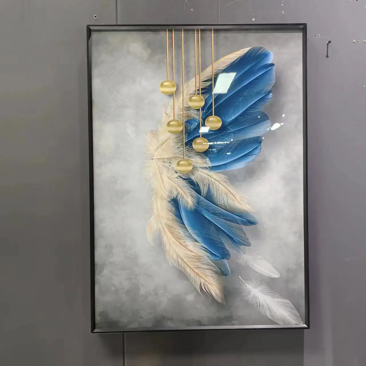60X80cm  Modern Decorative Crystal Porcelain Wall Painting Art  for Living Room Aluminum Alloy Frame Gallery Hanging Painting