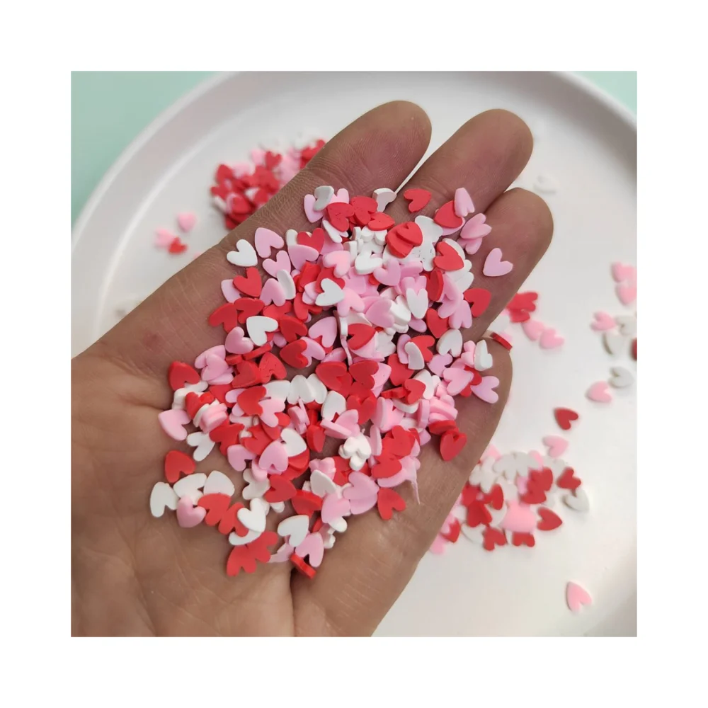 

Polymer Hot Clay Sprinkles Valentines Heart Clay Slices For Crafts Making DIY Slime Filler Accessories