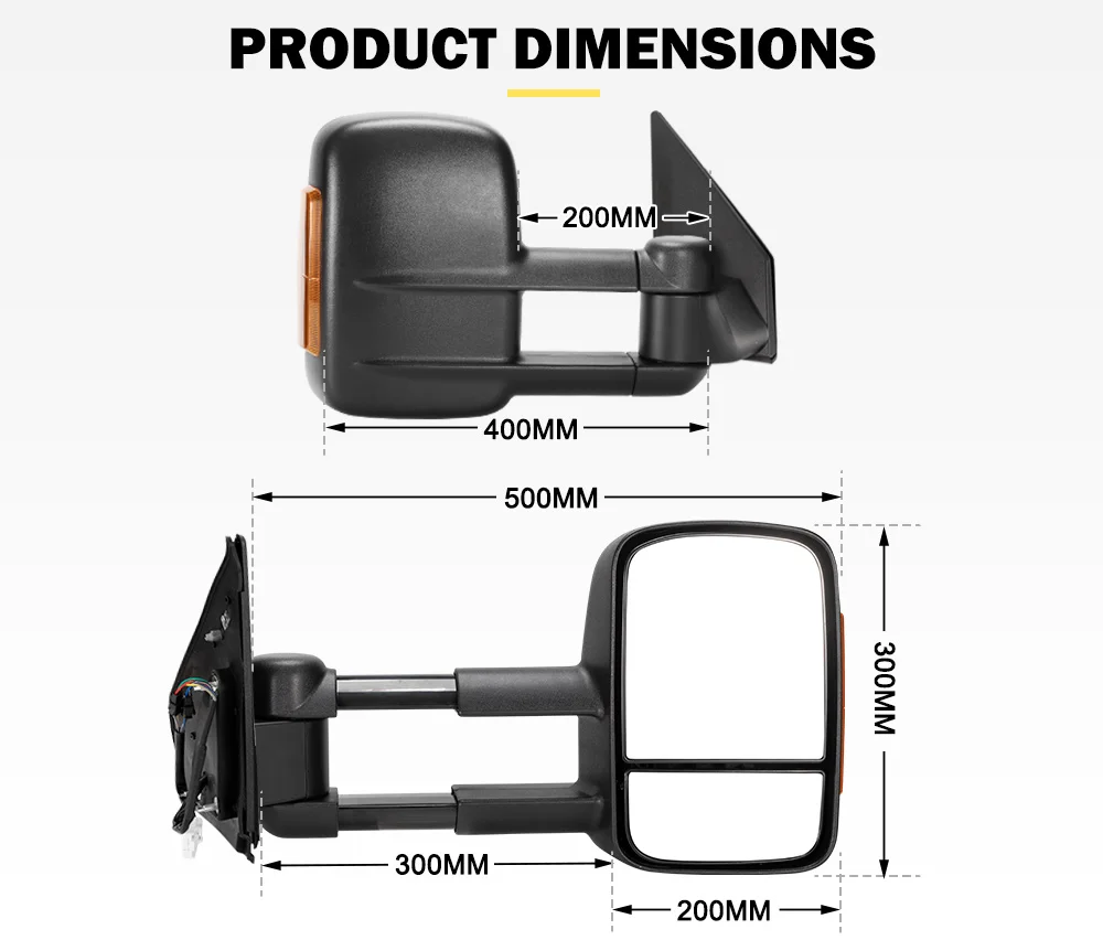 San Hima Electric Extendable Towing Mirrors For Landcruiser 200 Series