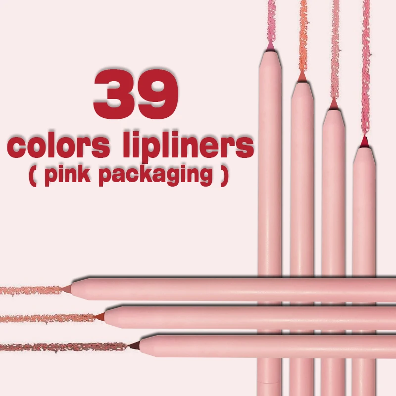 

39 colors matte lipliner wholesale waterproof lip liners retractable private label make up pink packaging vegan lip liner