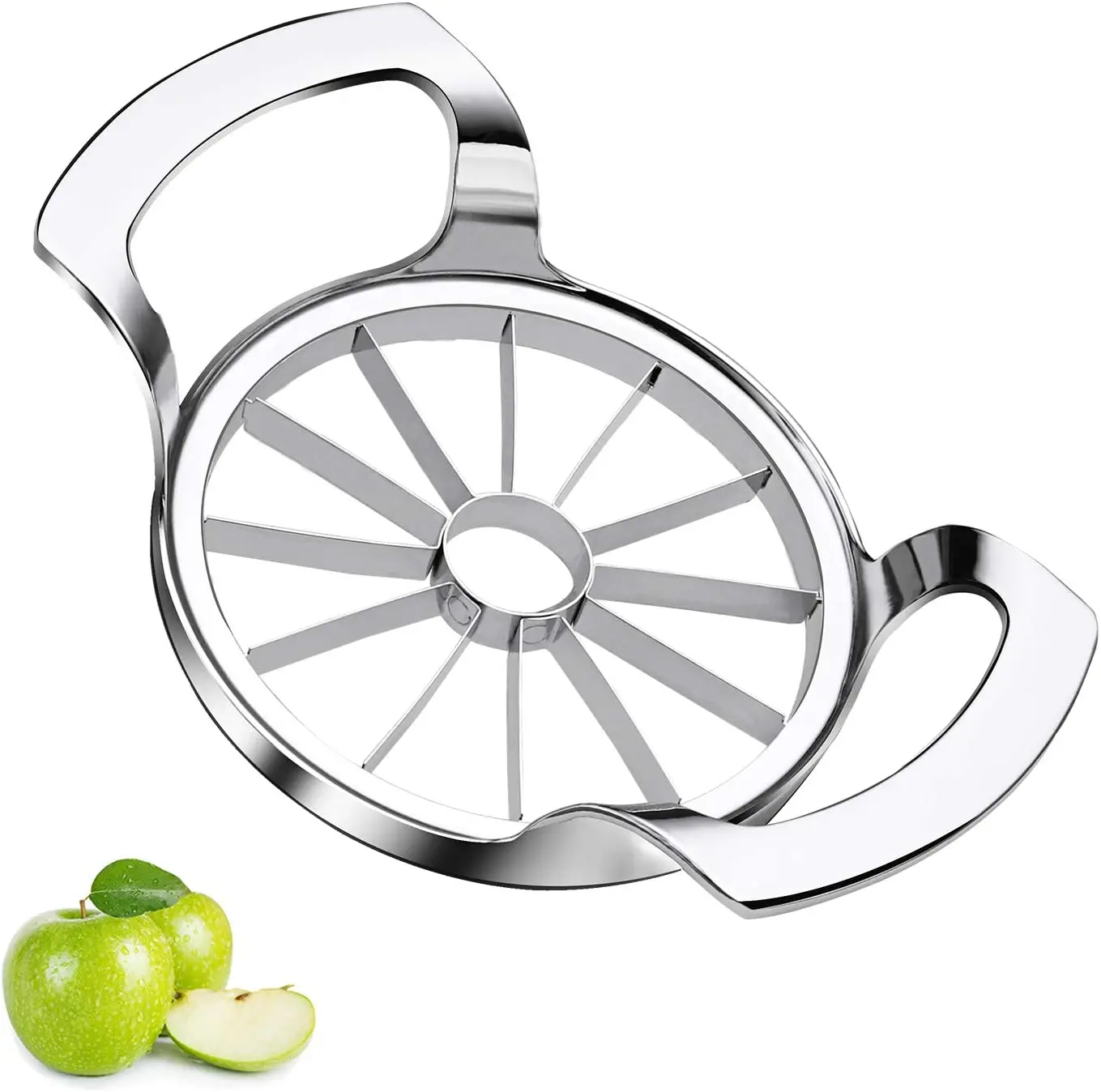 

Apple Slicer Upgraded Version 12-Blade Extra Large Apple Corer Peeler,Stainless Steel Ultra-Sharp Fruit Corer & Slicer, Silver