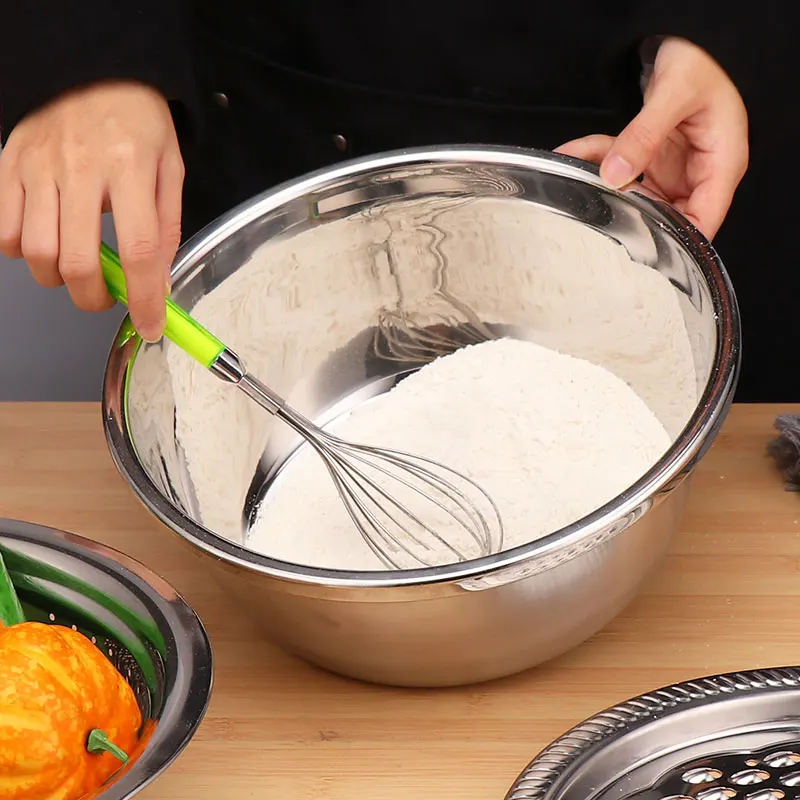 Multifunctional 3pcs Grater Set Stainless Steel Colander Mixing Bowls