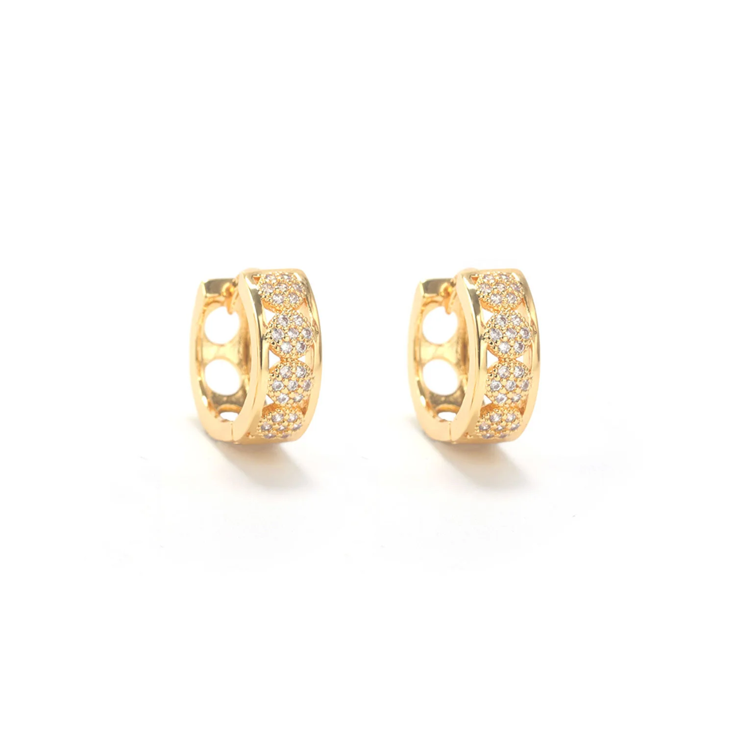 

micro pave zirconia gold hoop earring 15mm