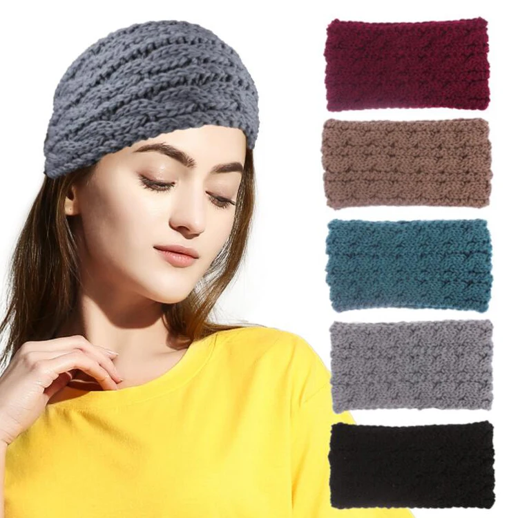 

Yoga Head Band Headbands Women Winter Sports Hairband Turban Solid Striped Ear Muffs Knitted Crochet Headband