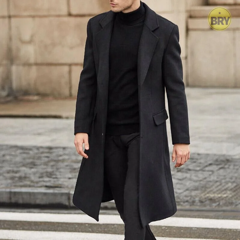 

2021 New Arrival Fashion Men's Coats Woolen Solid Color Long Sleeve Jackets Fleece Men Overcoats Streetwear Man Trench Outerwear