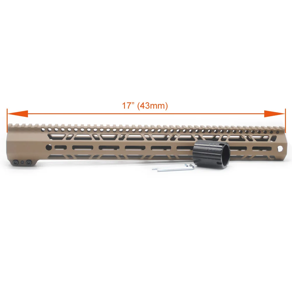 
New Clamp Style Low profile TAN/ FDE 17 inches .308/7.62 LR_308 DPMS M-LOK Rail Mount System Ultra slim Free Float Handguard 