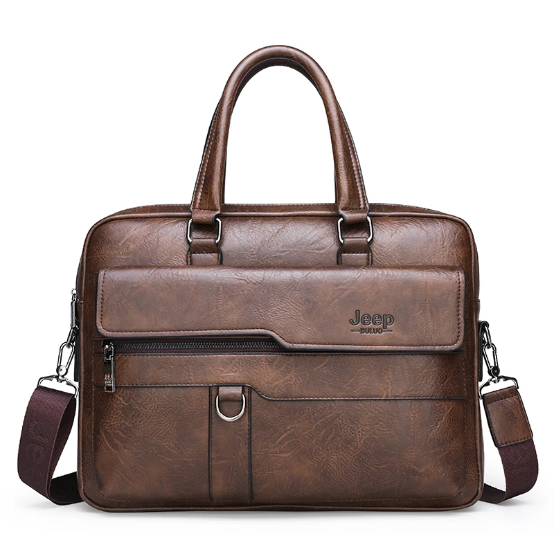 

2021 Good quality PU leather business travel laptop bag single shoulder sling bag, Black, dark brown, light brown