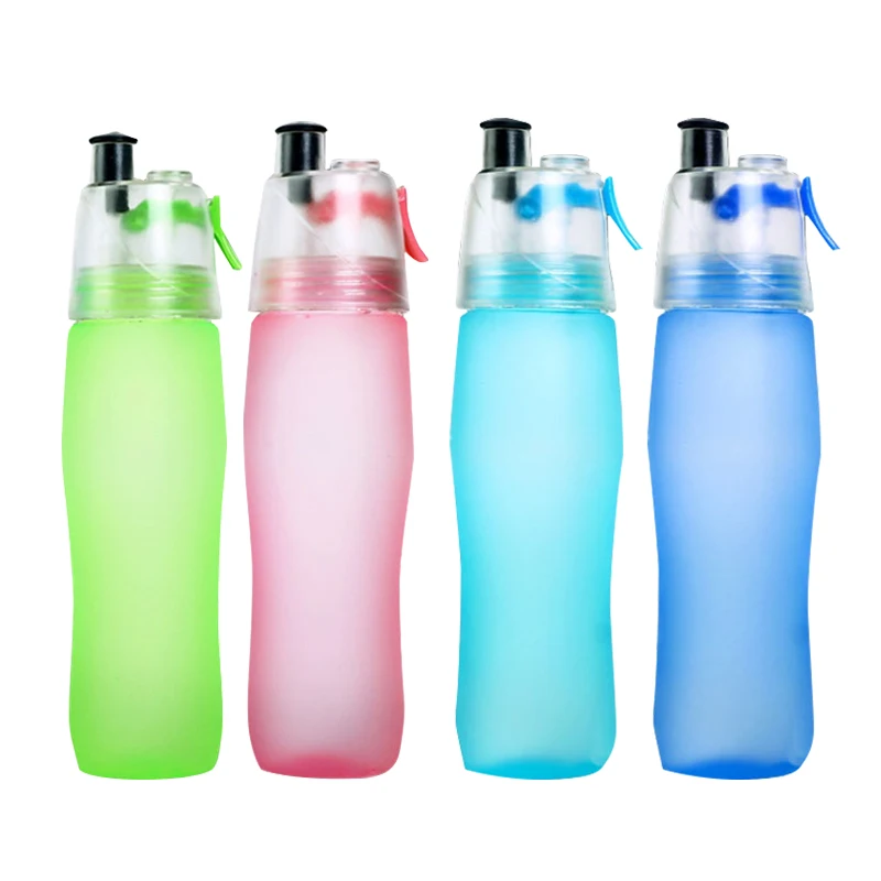 

Leak Proof Gym Sport Plastic Bike Bicycle Spray Cooling Water Bottle with Mist Spray, Pink, blue, light blue, green