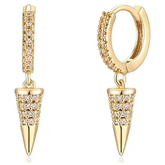 

Gold Exquisite Pendant Ring Earrings Gold Plated Exquisite Geometric Triangle Cone Earrings for Women