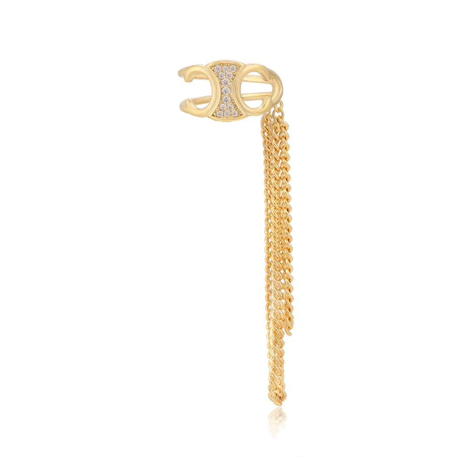 

YM earring-974 xuping jewelry Elegant personality and simple tassel chain 14K gold-plated ear bone clip earrings