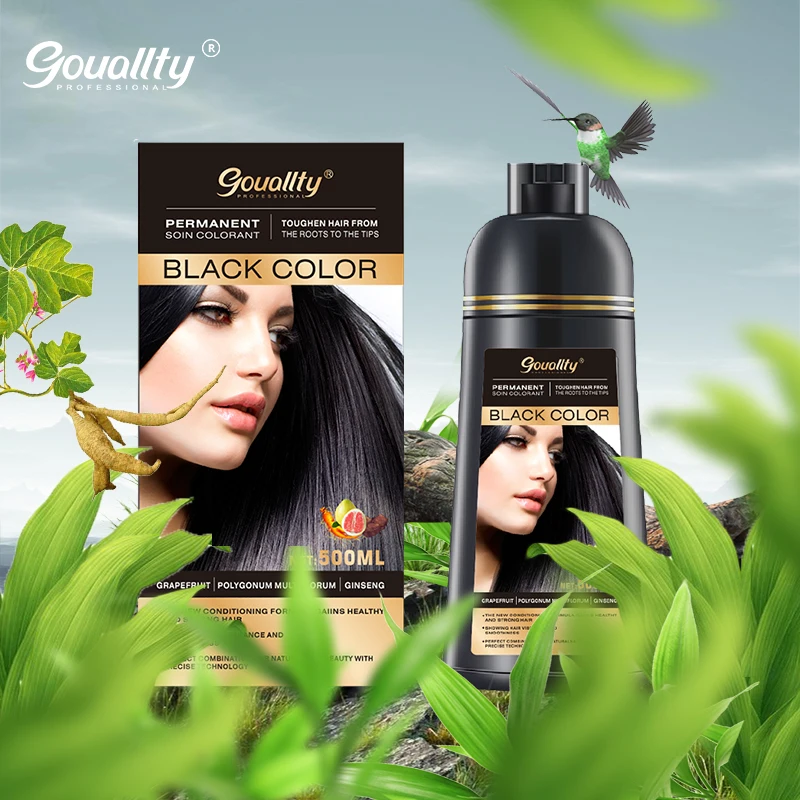 

500ml Private Label Fast Hair Dye balck Shampoo Long Lasting Natural Hair Dye Shampoo For Women Men