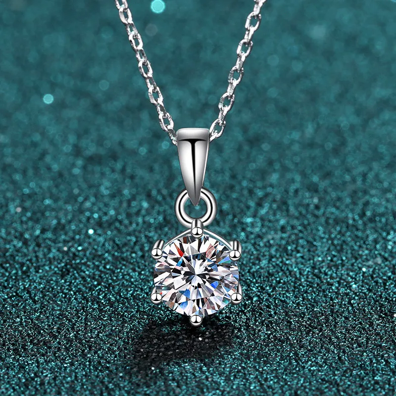 

Silver 925 Original Diamond Test Past Round Brilliant Cut 0,5-3 Carat D Color Moissanite Pendant Necklace Gemstone Party Chain