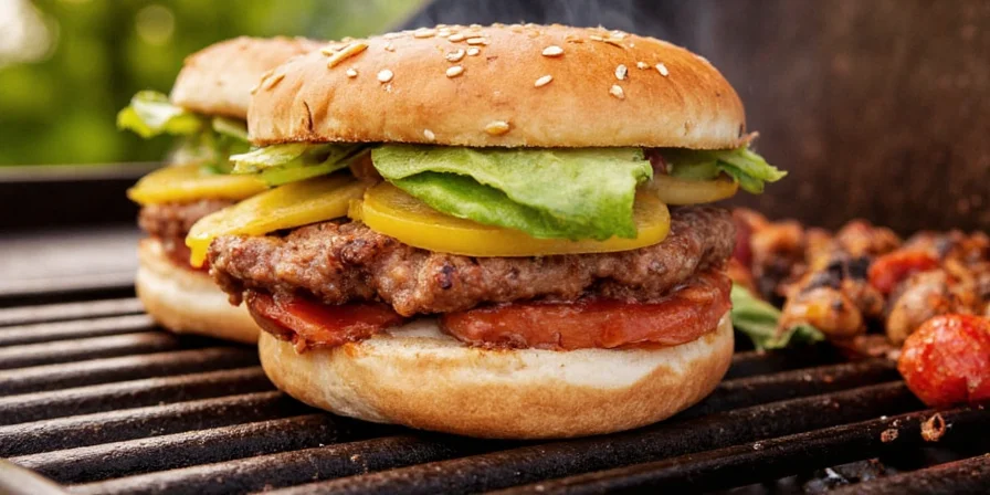 Grilled turkey burger with cheese and veggies