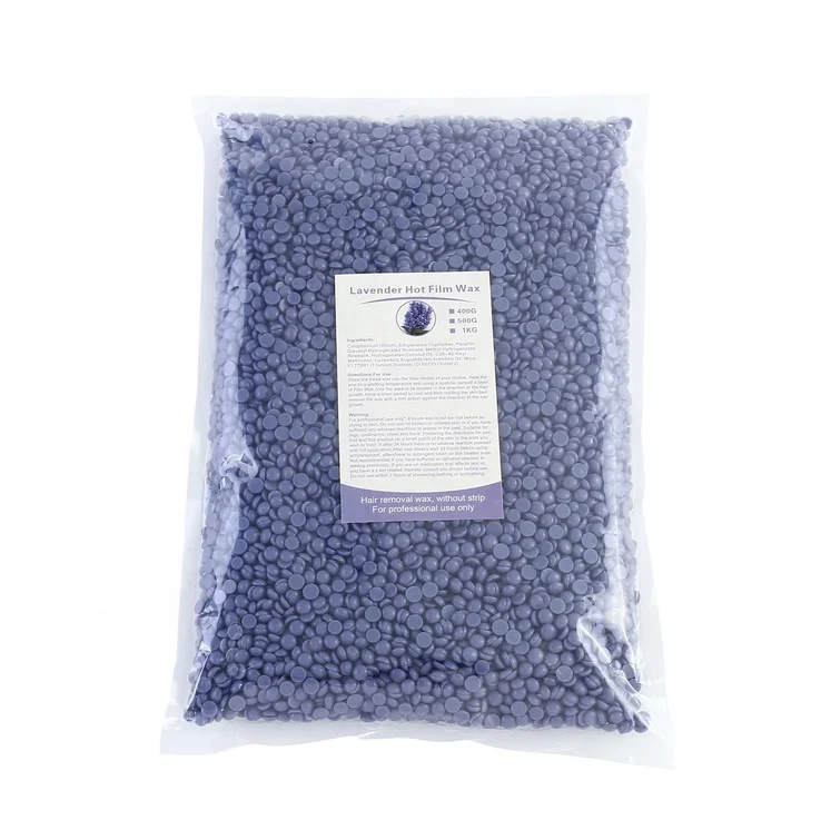 

Private label 1000g lavender Honey Flavor 1kg Wholesale Natural Not Allergic Depilatory hard Wax Beans for hair removal