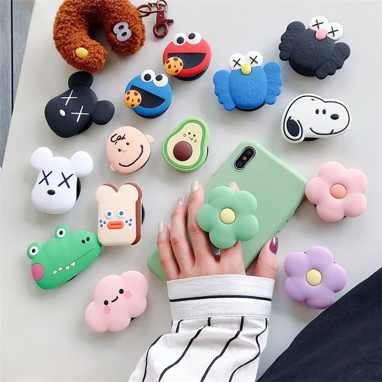 Wholesale New Christmas Gift  silicon cute cartoon foldable flexible socketed  for cell phone lazy mobile phone bracket