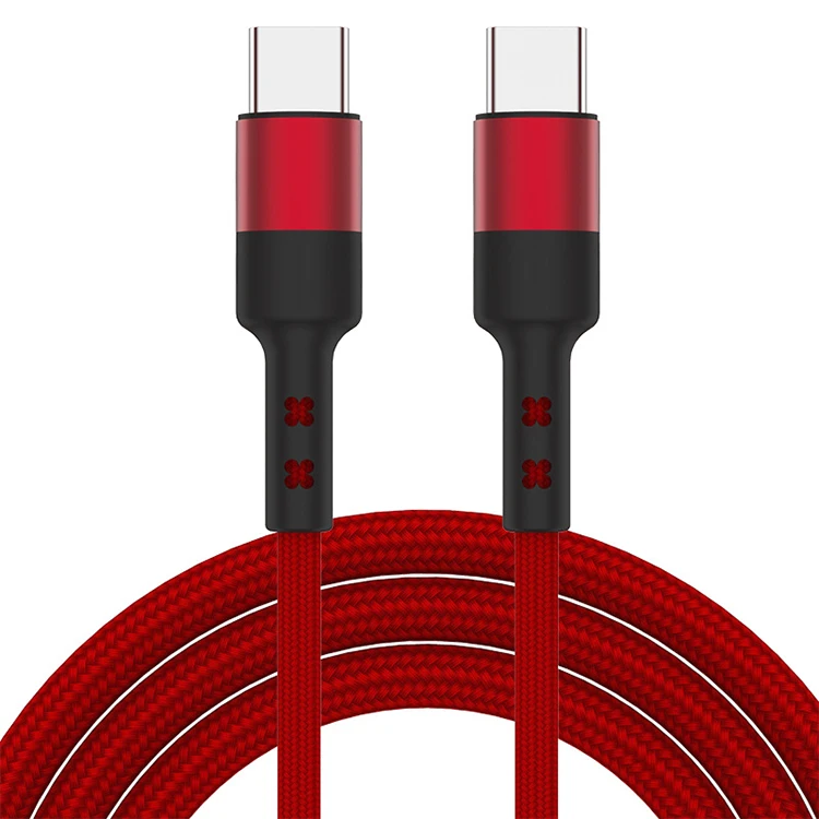 

3A Fast Charging C To C Cable 60W Braided Usb Type-C Charging Cable For Android Mobile Phone, Black red