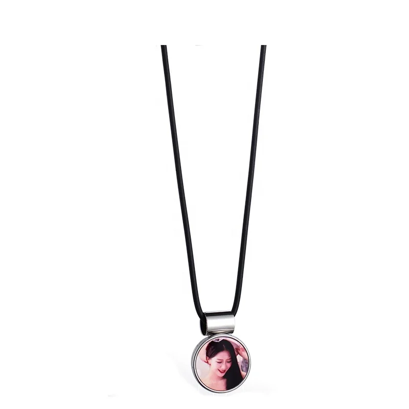 

Sublimation Blank DIY Gifts Rope Chain Round Snap Button Necklace, Customized color