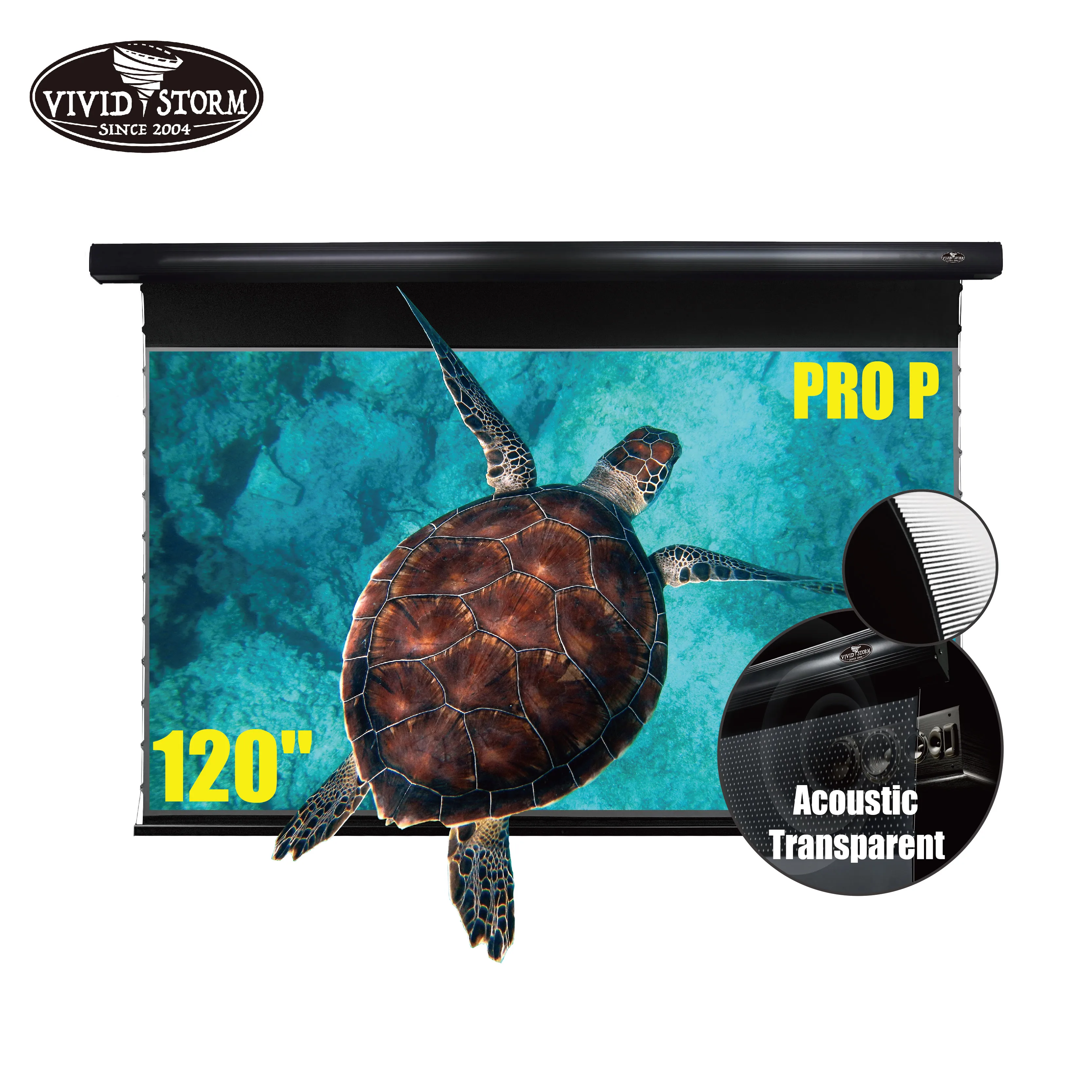 

VIVIDSTORM PRO P Slimline 120 inch Drop Down screen UHD/4K PET Crystal ALR HD ALR home cinema Sound Acoustically Transparent