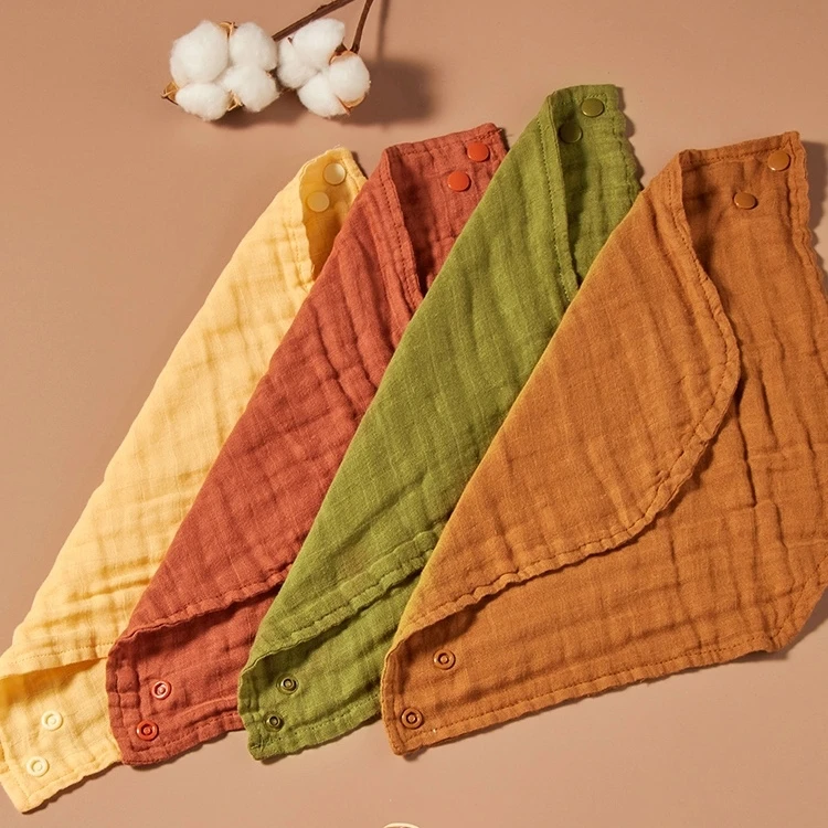 

HappyFlute baby bandana bibs 100 % muslin cotton solid bibs
