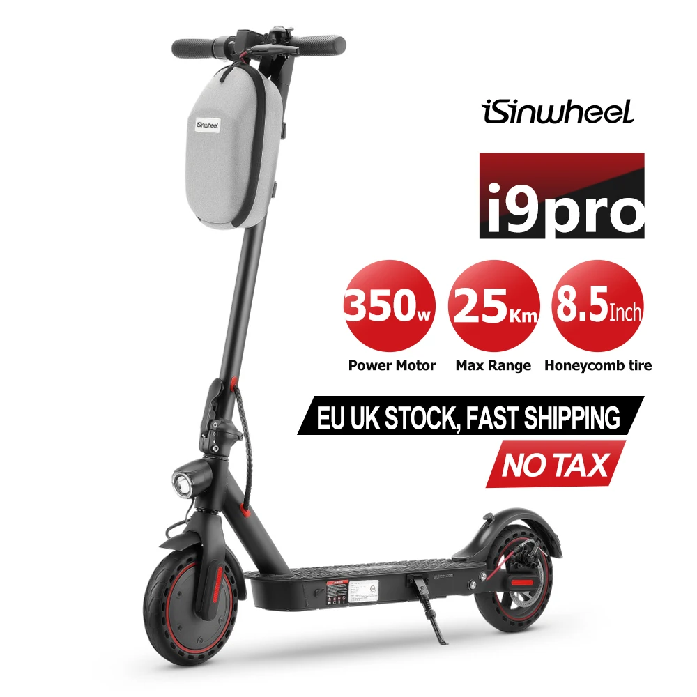 

iSinwheel EU USA UK Warehousei9pro 350w 30KM 8.5 inch foldable electric scooter for adult waterproof electric scooter for sales, Black