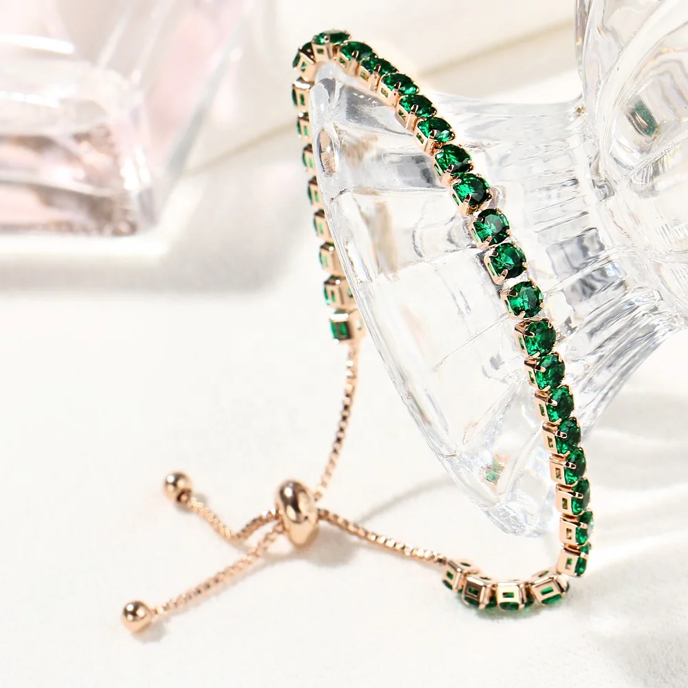 

Latest Arrival Ainlaid Crystal Push-pull Bracelet Gold Full Diamond Single Row Bracelet For Ladies, 5 colors