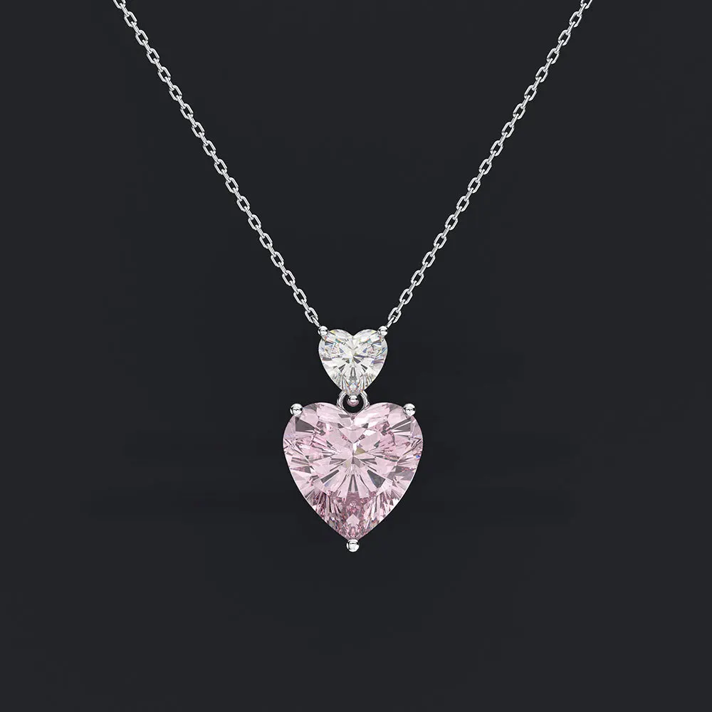 

Vintage women jewelry silver 925 sterling initial charm heart of the ocean pink heart diamond necklace pendant