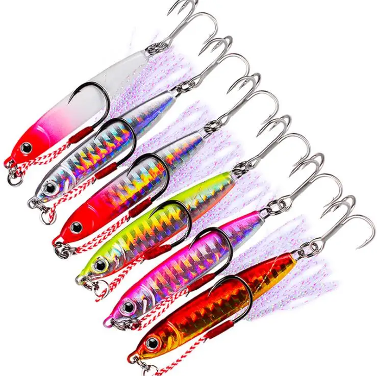 

WEIHE 15/20/30g Ufishing Small Jigging Fishing Lure with Feather Hook 1Piece/Lot Lead VIB Fish Bait, Vavious colors