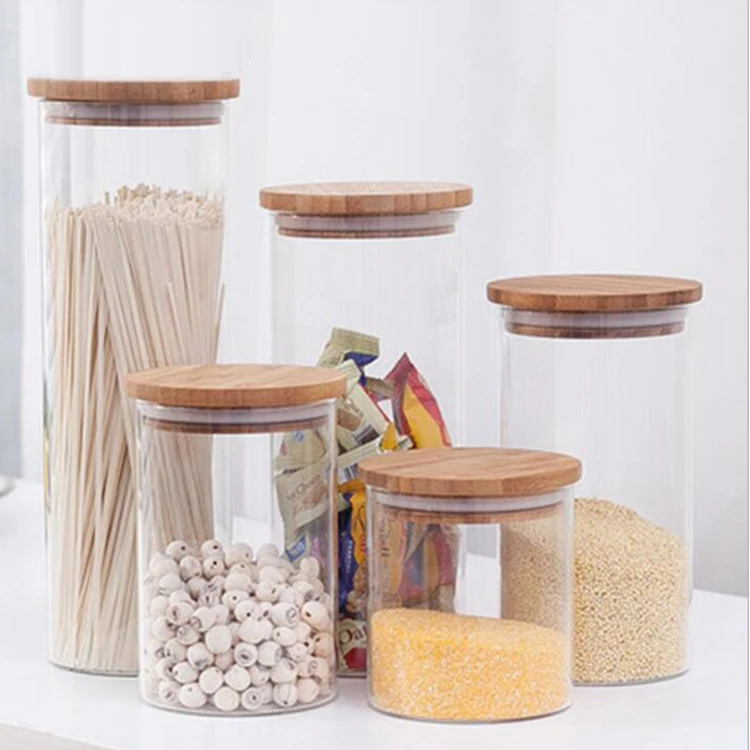 

175ml Wholesale custom printed borosilicate glass bamboo lid spice jars