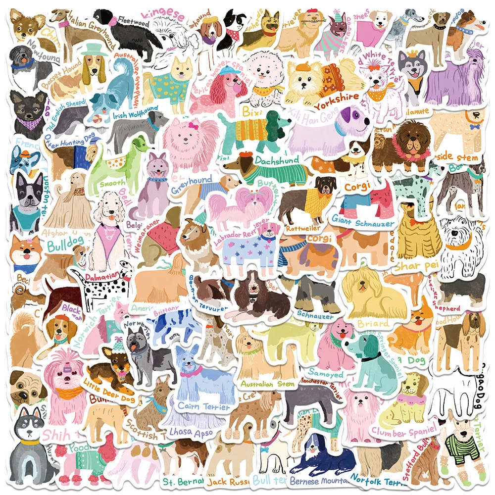 100PCS Cartoon Cute Animal Paper Stickers DIY Luggage Refrigerator Early Education Engliash Stickers Die Cut Sticker