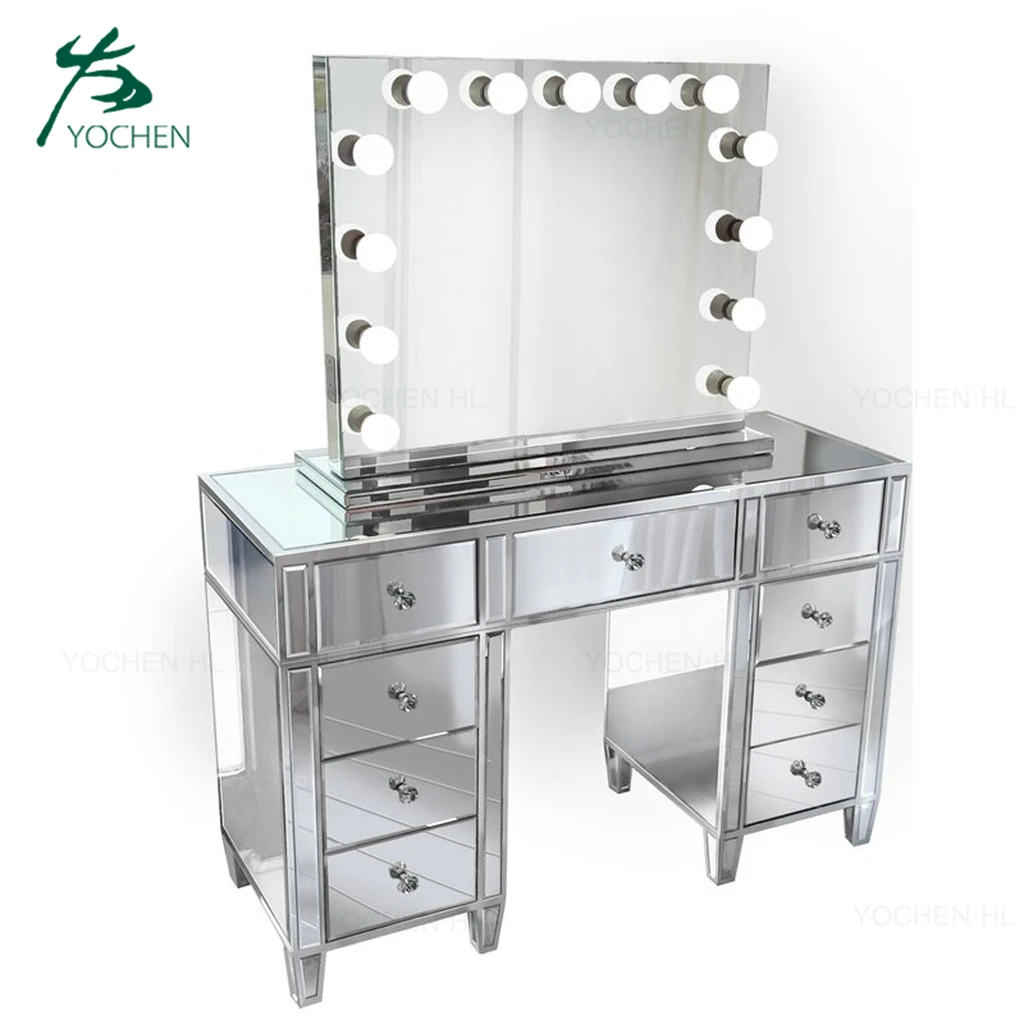 Vanity Modern Large Mirrored Dressing Table Set Led Dressing Table With Mirror And Stool Buy Dressers