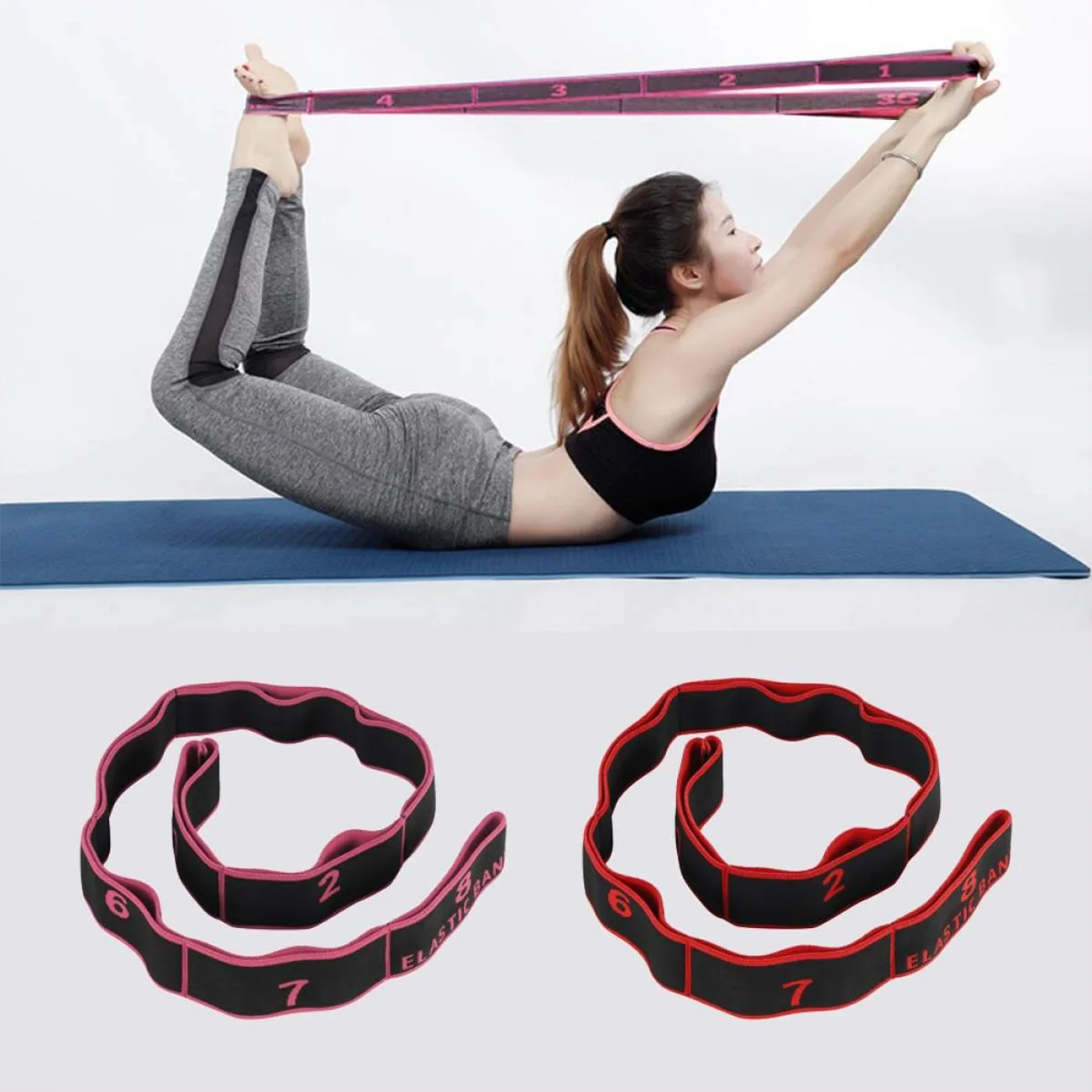 

Yoga Pull Strap Polyester Latex Gymnastics Latin Dance Stretch Resistance Pilates Training Belt Fitness Elastic Band