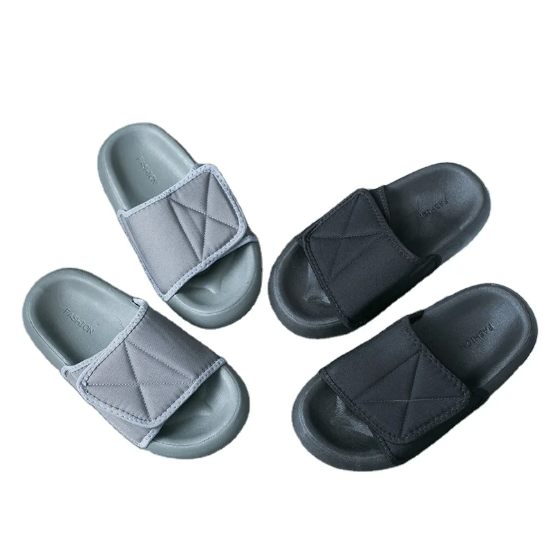 

Thick Sole Hook and Loop Upper Kanye West Slides Unisex Stylish Outdoor Slippers, Black,green,sand colors,off whites