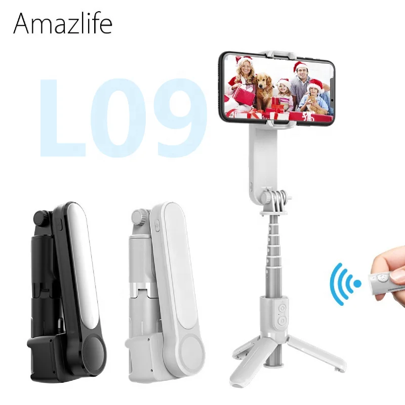 

Amazlife 6 in 1 Wireless Remote 360 Degree Rotation Gimble Stabilizer L09 Selfie Stick for Mobile Phone
