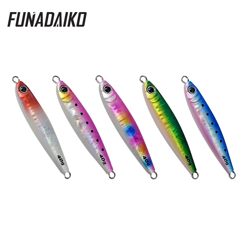 

FUNADAIKO New jig 30g 40g 60g 80g 100g metal lead fish slow pitch jig lure saltwater fishing metal jigging lures, 5 colors