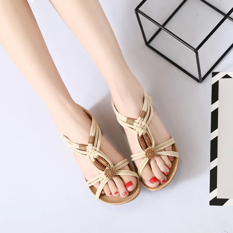 

Best selling summer new design simple fish mouth solid color hand knitting large size flat sandals, As the picture show