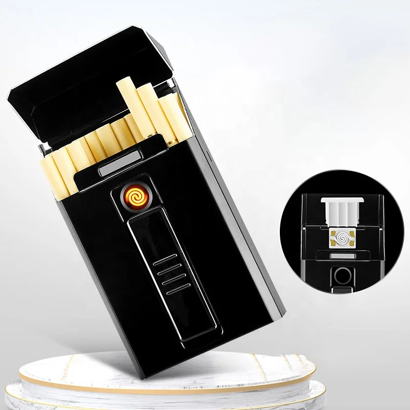 

Focus Brand Square Cigarette Case China Rechargeable USB Case Lighter Hold 20 pcs Cigarettes