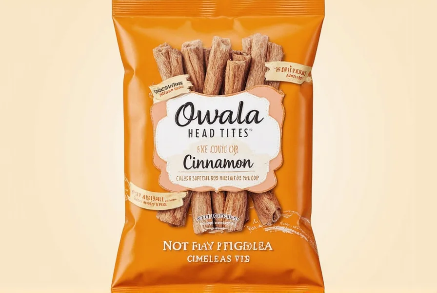 Close-up comparison of owala cinnamon bottle next to actual cinnamon sticks showing color similarity