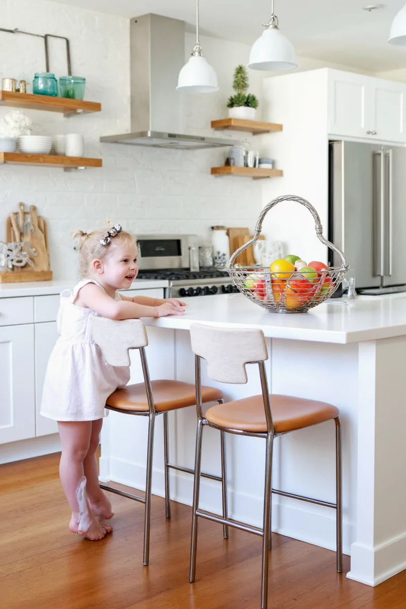 Kid-friendly kitchen tools and decor displayed neatly
