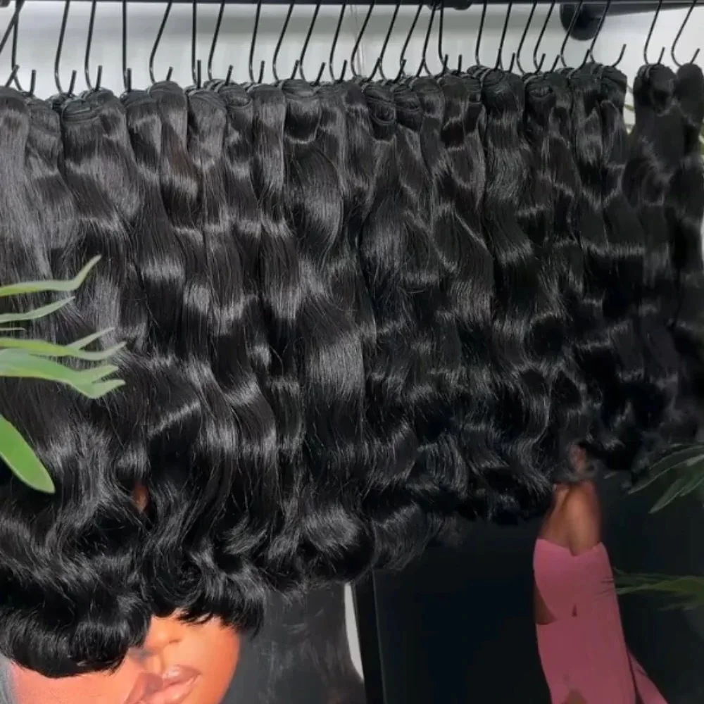 Drop Shipping Raw Single Donor Indian Human Virgin Cuticle Aligned Double Drawn Unprocessed Raw Virgin Human Hair Bundles