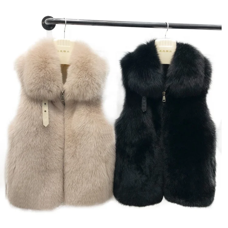 
Luxury Fox Fur Vest Coats For Ladies Real Thick Fox Fur Long Vest Women 