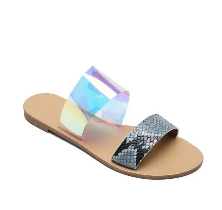 

Clear fashionable plus size 43 womens flat form slippers footwear femmas jelly flat slides for womens slides sandals, 2 color options