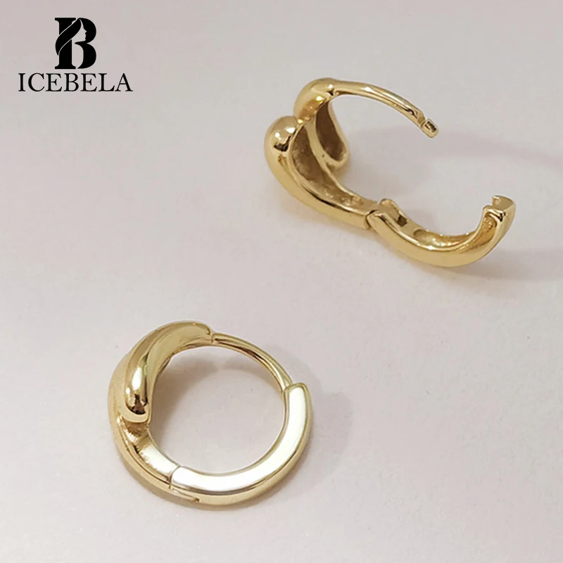 

Delicate 925 Sterling Silver Simple Glossy Gold Plated 18k Thick Hoop Earring Ladies Minimalist Silver Hoop Earrings