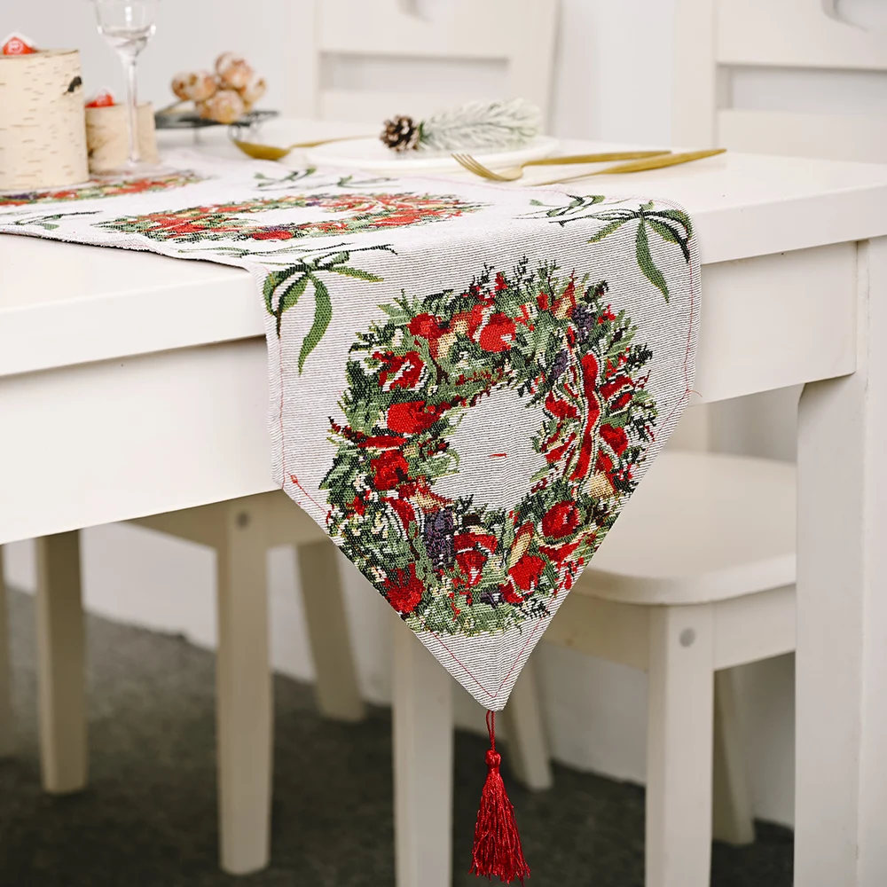 Christmas table runner embroidered linen tree tablecloth christmas Christmas table runner embroidered linen tree tablecloth christmas