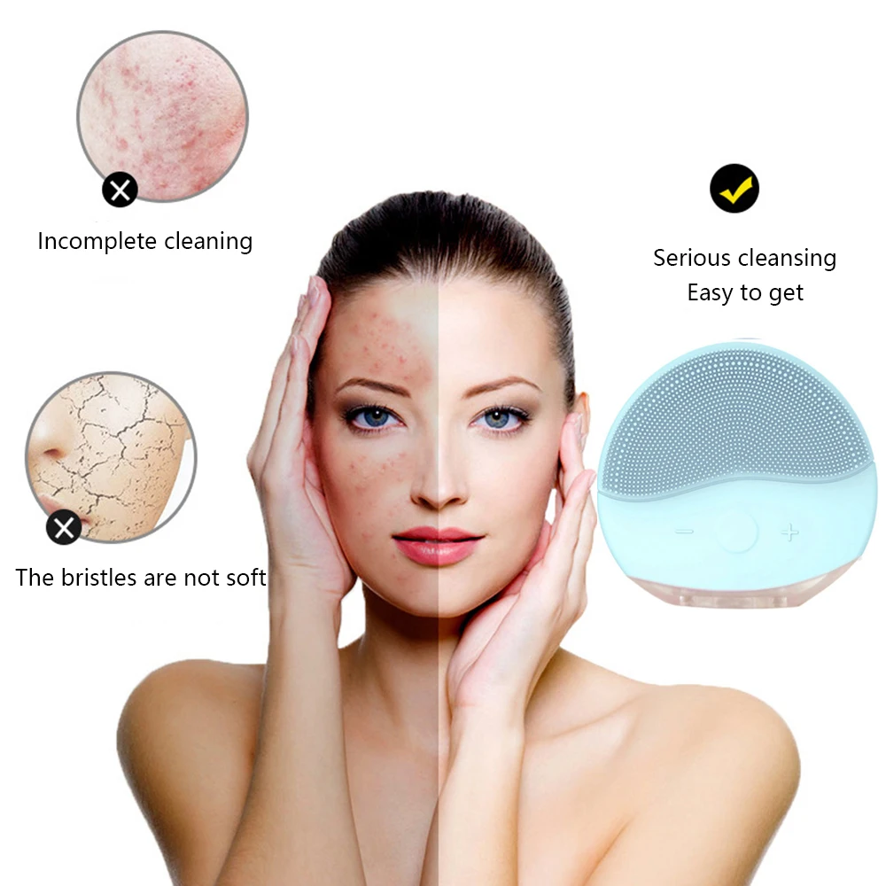 
Ultrasonic Vibration Mini USB Electric Face Facial Cleansing Brush 