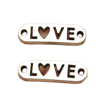 

6*20mm Love Letter Charms Connectors Jewelry Findings For Bracelet Necklace Fittings Diy Jewelry Making 100PCS, Same as photo