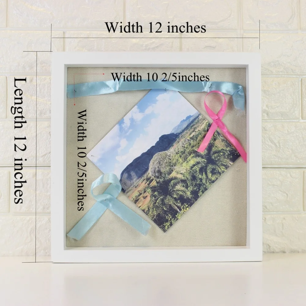 Ready To Hang Shadowbox Picture Frame Easy to Use with Linen Background and 16 Stick Pins Baby and Sports Memorabilia Wedding Baby Tasse Verre Box Display Frame 2-pack 12x12” Display Shadow Box Frame