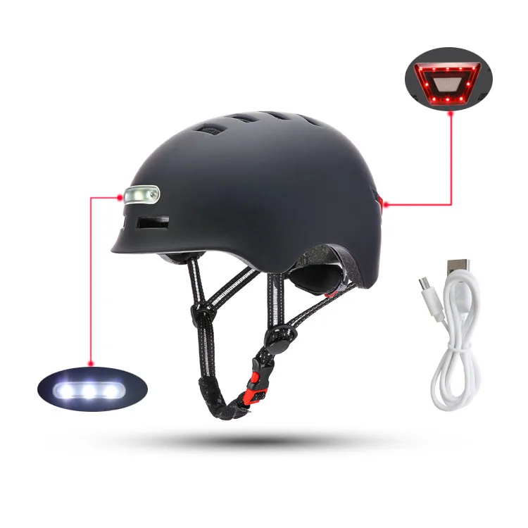 

USB Rechargeable Sports bicycle Helmet Headlight Taillight Safety Signal Warning Lamp Scooter Helmet with led Warning Light, Blue ,white,black,pink