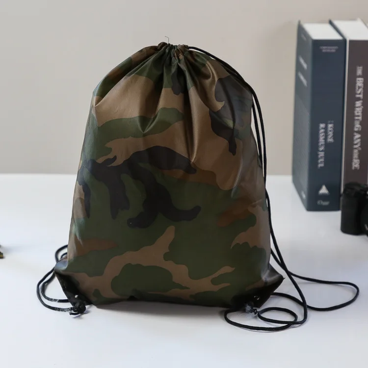 

Custom Came Sports Polyester Drawstring Backpack Gym Bags, Camo