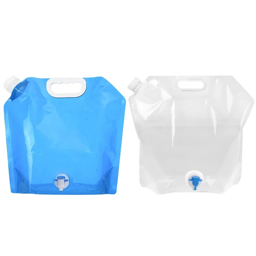 

TY Portable Outdoor Foldable Collapsible Water Bags Camping Carrier Camping Water Bag Water Bottle 5L/10L, White +blue